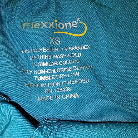 Flexxione Teal Medical Scrub Pants XS Multiple Pockets Straight Leg Confortable - Picture 15 of 16